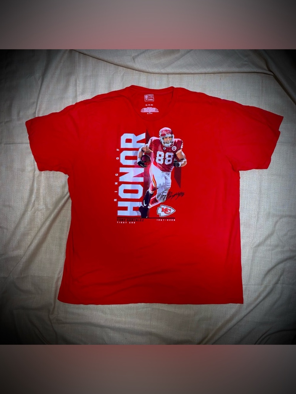 ❗LAST CHANCE❗Kansas City Chiefs Tony Gonzalez #88 NFL Tee 3XL Red Graphic Shirt